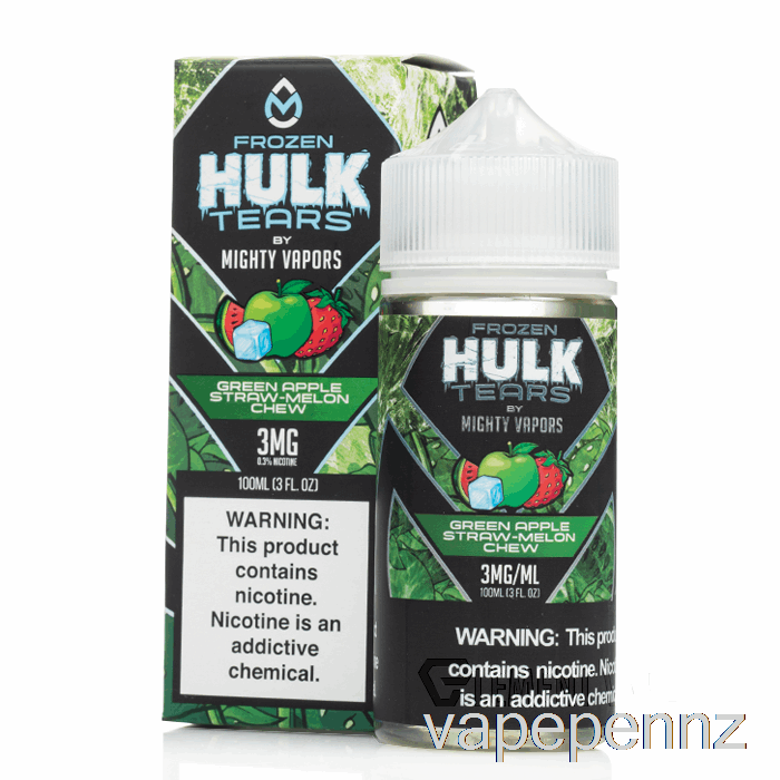 Frozen Green Apple Straw Melon Chew - Hulk Tears - 100mL 6mg VAPE NZ